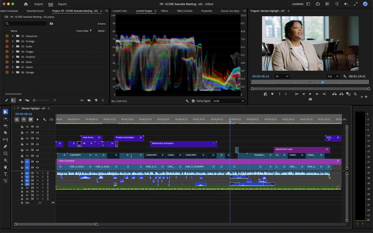 Premiere Pro edit for the SCORE DC video